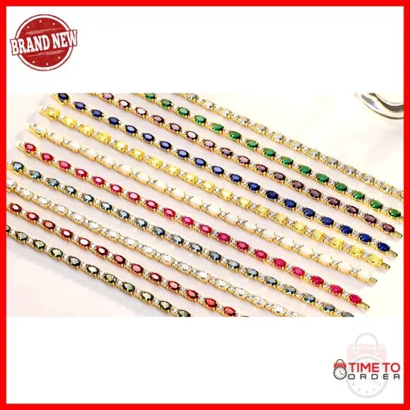 Sterling Silver Tennis Bracelet Birthstone Minimal Chic Jewelry Gift Women